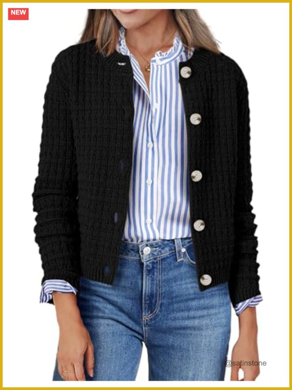 Zeagoo Women's Fall Cardigan Sweaters Long Sleeve Knit Cropped Jackets